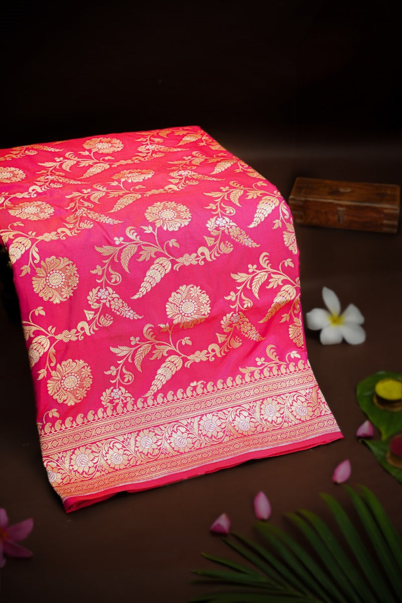 Banarasi Silk Rani Pink Saree