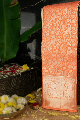 Kancheepuram Silk Coral Saree