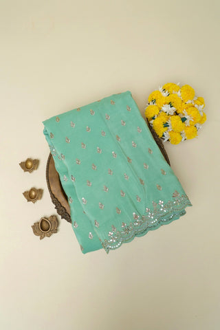 Designer Crepe Sea Green Saree