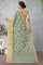 LIGHT OLIVE GREEN and OFF WHITE FLORALS TUSSAR SILK Saree with BANARASI FANCY