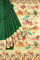 DARK GREEN and CREAM ZARI BUTTA VISCOSE GEORGETTE Saree with BANARASI