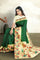 DARK GREEN and CREAM ZARI BUTTA VISCOSE GEORGETTE Saree with BANARASI