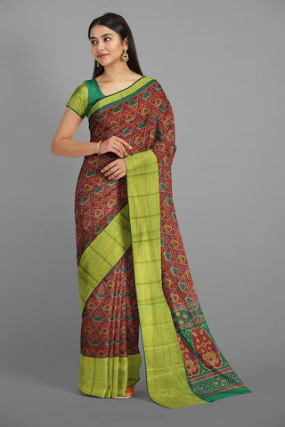 MAROON and MULTI PATOLA SILK Saree with BANARASI FANCY