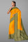 YELLOW and DARK GREEN BUTTIS VISCOSE SILK Saree with BANARASI FANCY