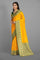 YELLOW and DARK GREEN BUTTIS VISCOSE SILK Saree with BANARASI FANCY