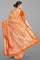 ORANGE and SILVER JAAL SILK Saree with BANARASI FANCY