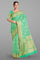 SEA GREEN and GOLD FLORAL JAAL SILK Saree with BANARASI