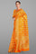 ORANGE and GOLD FLORAL JAAL SILK Saree with BANARASI