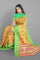 MUSTARD and LIGHT GREEN FLORALS SILK Saree with FANCY