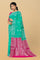 SEA GREEN and DARK PINK POLKA DOTS SICO Saree with CHIRALA