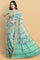 GREY and SEA GREEN FLORAL JAAL SILK Saree with FANCY