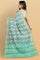 GREY and SEA GREEN FLORAL JAAL SILK Saree with FANCY