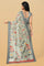 BEIGE and GREY FLORALS LINEN Saree with FANCY