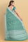 LIGHT OLIVE GREEN and SILVER FLORAL JAAL CHIFFON Saree with BANARASI FANCY