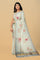 LIGHT GREY and MULTI FLORALS TISSUE SILK Saree with FANCY