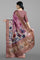 MULTI and PURPLE CHECKS & FLORALS TUSSAR SILK Saree with FANCY