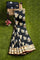 BLACK and GOLD FLORALS SILK BLEND Saree with SEMI PATTU