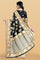 BLACK and GOLD FLORALS SILK BLEND Saree with SEMI PATTU