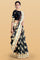 BLACK and GOLD FLORALS SILK BLEND Saree with SEMI PATTU