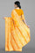 YELLOW and GOLD FLORALS SILK BLEND Saree with SEMI PATTU