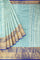 SEA BLUE and ROYAL BLUE FLORAL JAAL TISSUE SILK Saree with SEMI PATTU