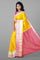 MUSTARD and PINK BUTTIS SILK BLEND Saree with SEMI PATTU