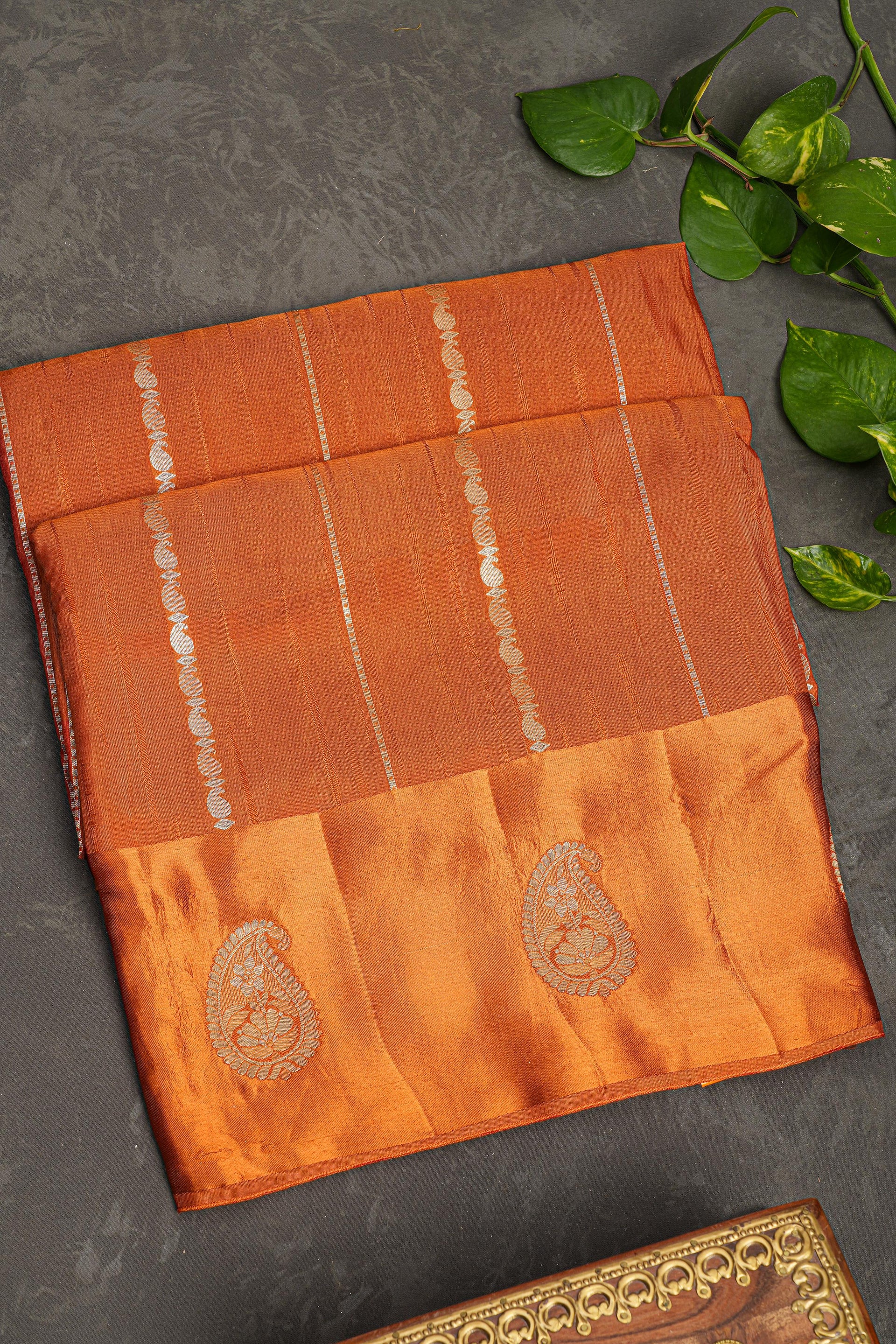 RUST and GOLD JAAL SILK Saree with BANARASI FANCY