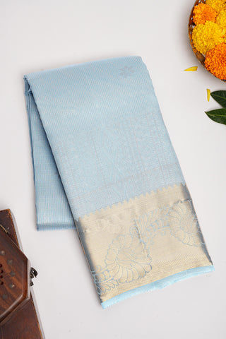 SKY BLUE and GOLD BUTTIS SILK BLEND Saree with SEMI PATTU