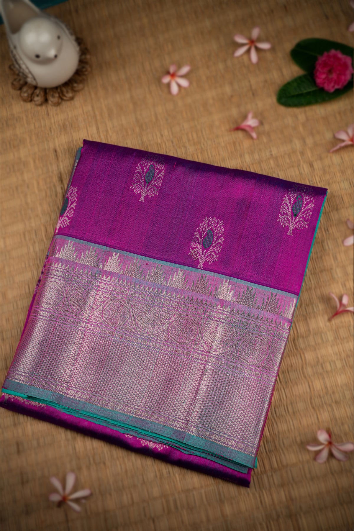 Kuppadam Silk Buttis Purple Saree