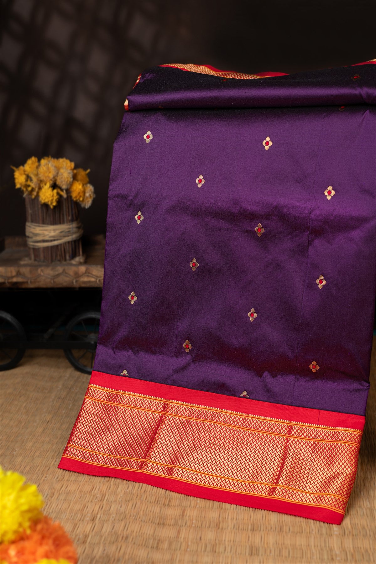 Paithani Silk Buttis Violet Saree