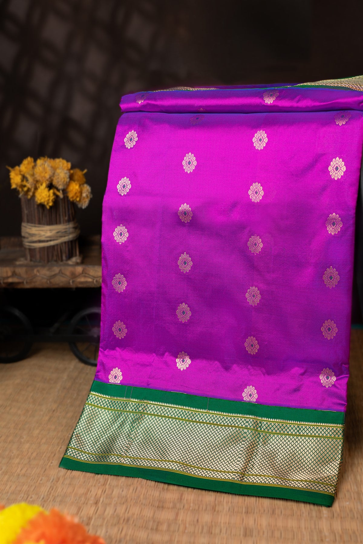 Paithani Silk Buttis Purple Saree