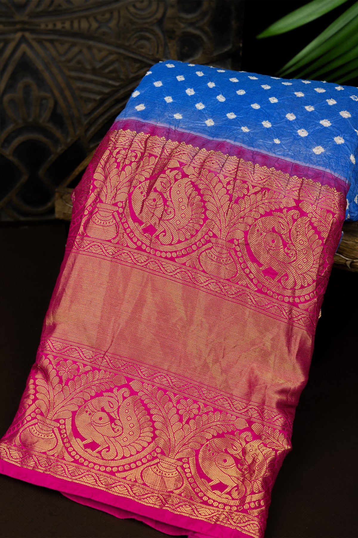 Kanchi Bandhani Silk Blue Saree