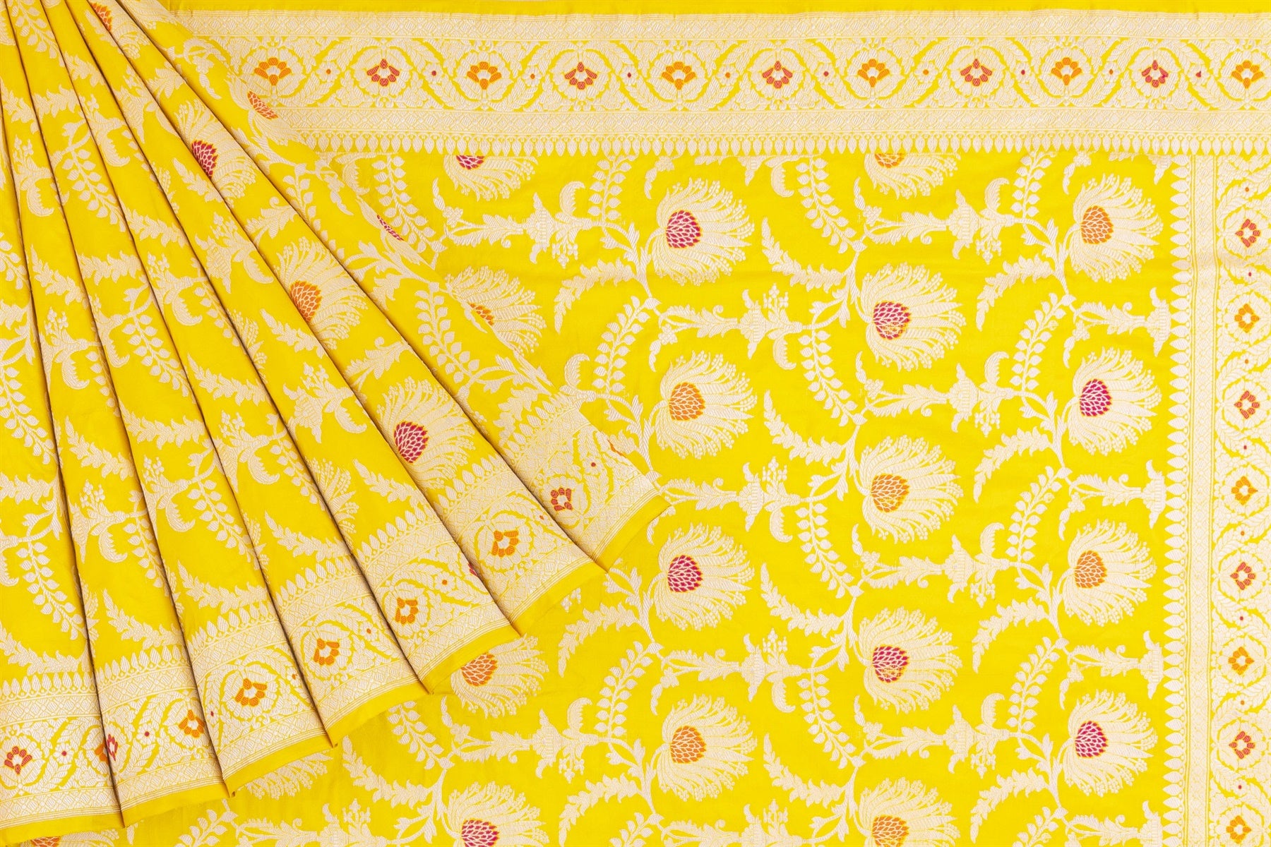 Banarasi Silk Jaal Yellow Saree