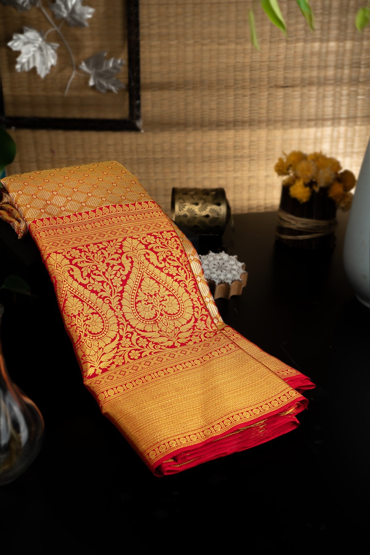 Kancheepuram Silk Florals Gold Saree