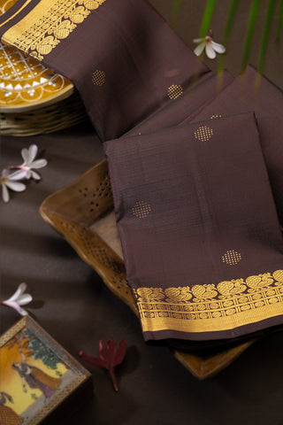 Kancheepuram Silk Buttis Brown Saree