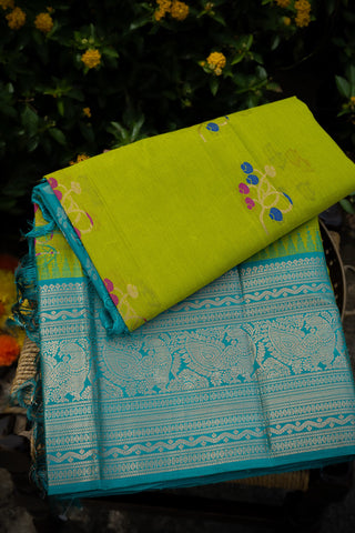 Kuppadam Silk Lime Green Saree