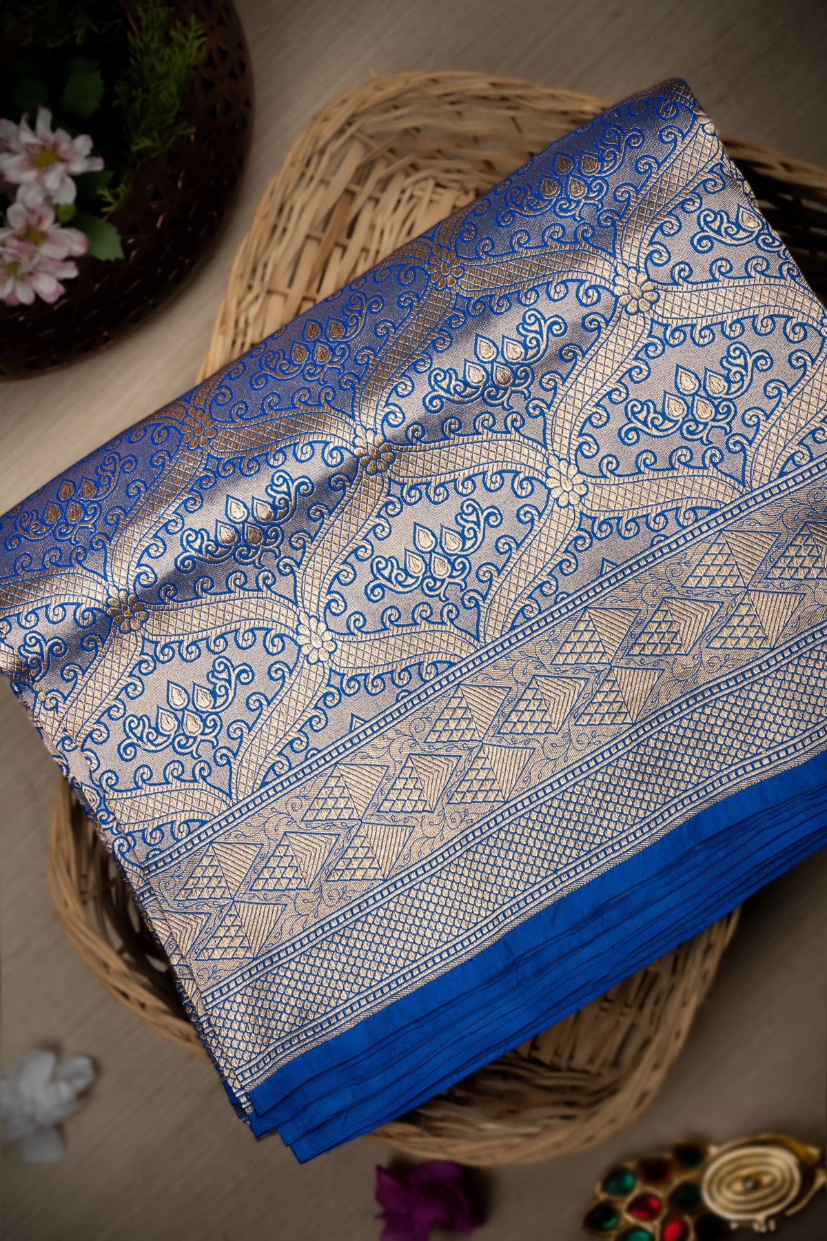 Banarasi Silk Jaal Royal Blue Saree