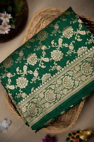 Banarasi Silk Jaal Green Saree