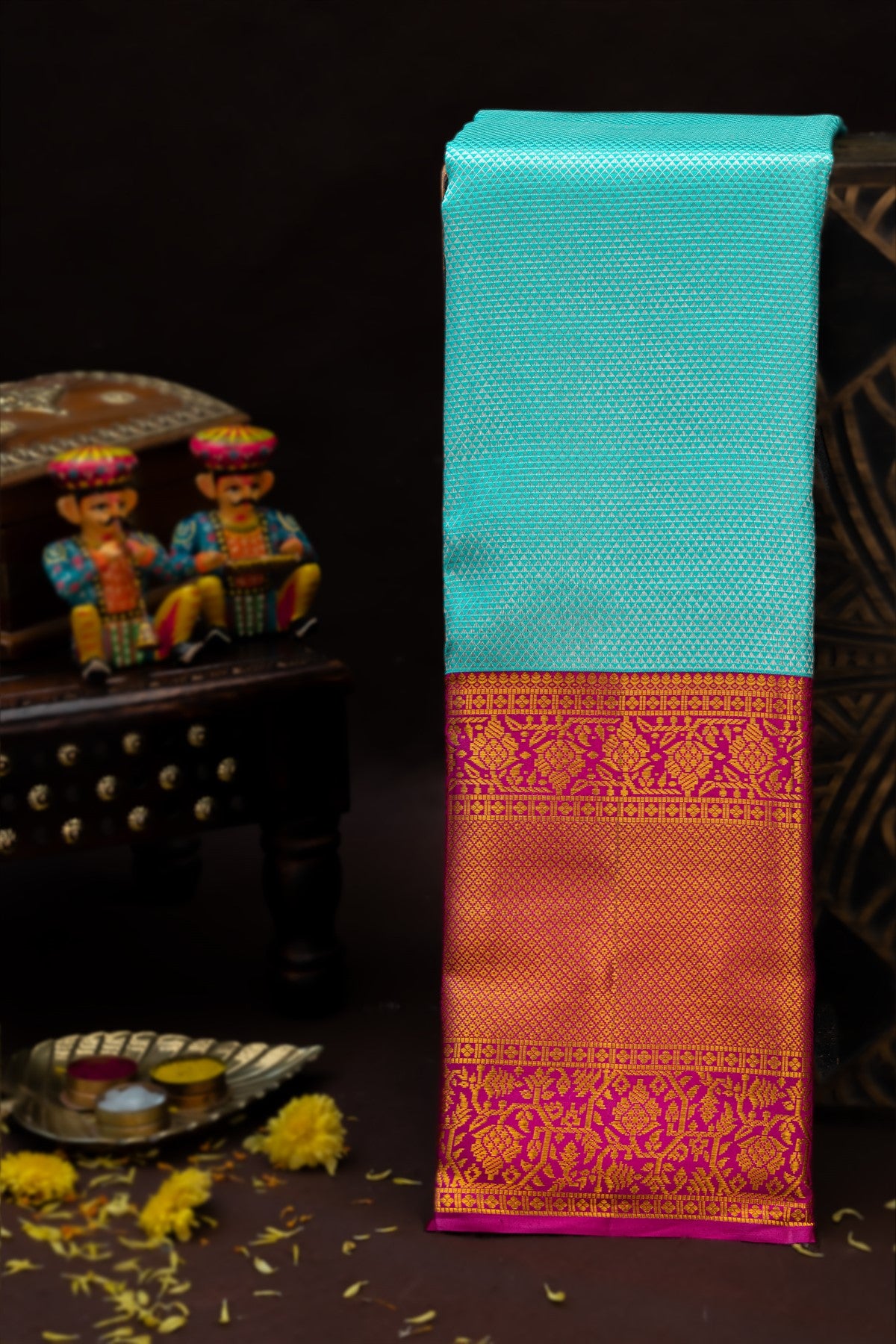 Kancheepuram Silk Sea Blue Saree