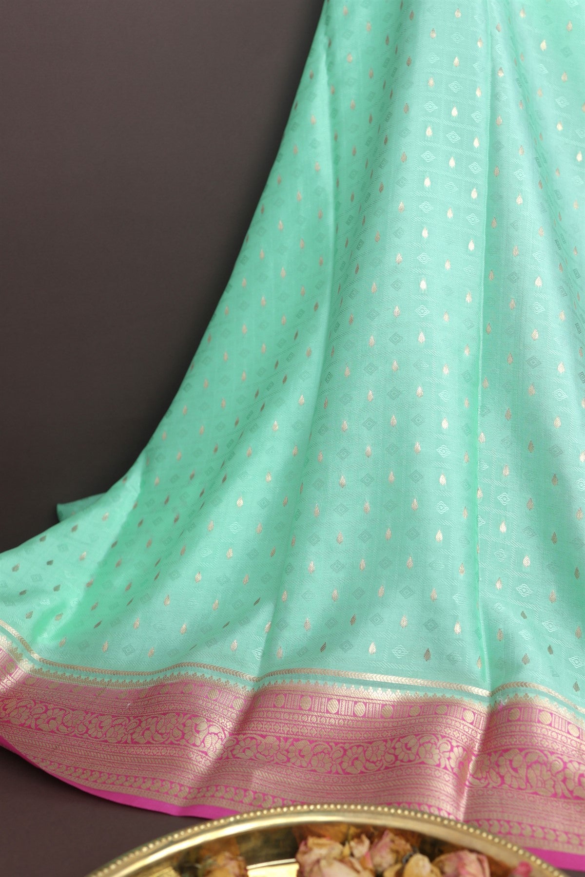 Mysore Crepe Sea Green Saree