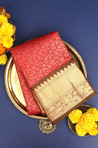 Coimbatore Silk Peach Saree