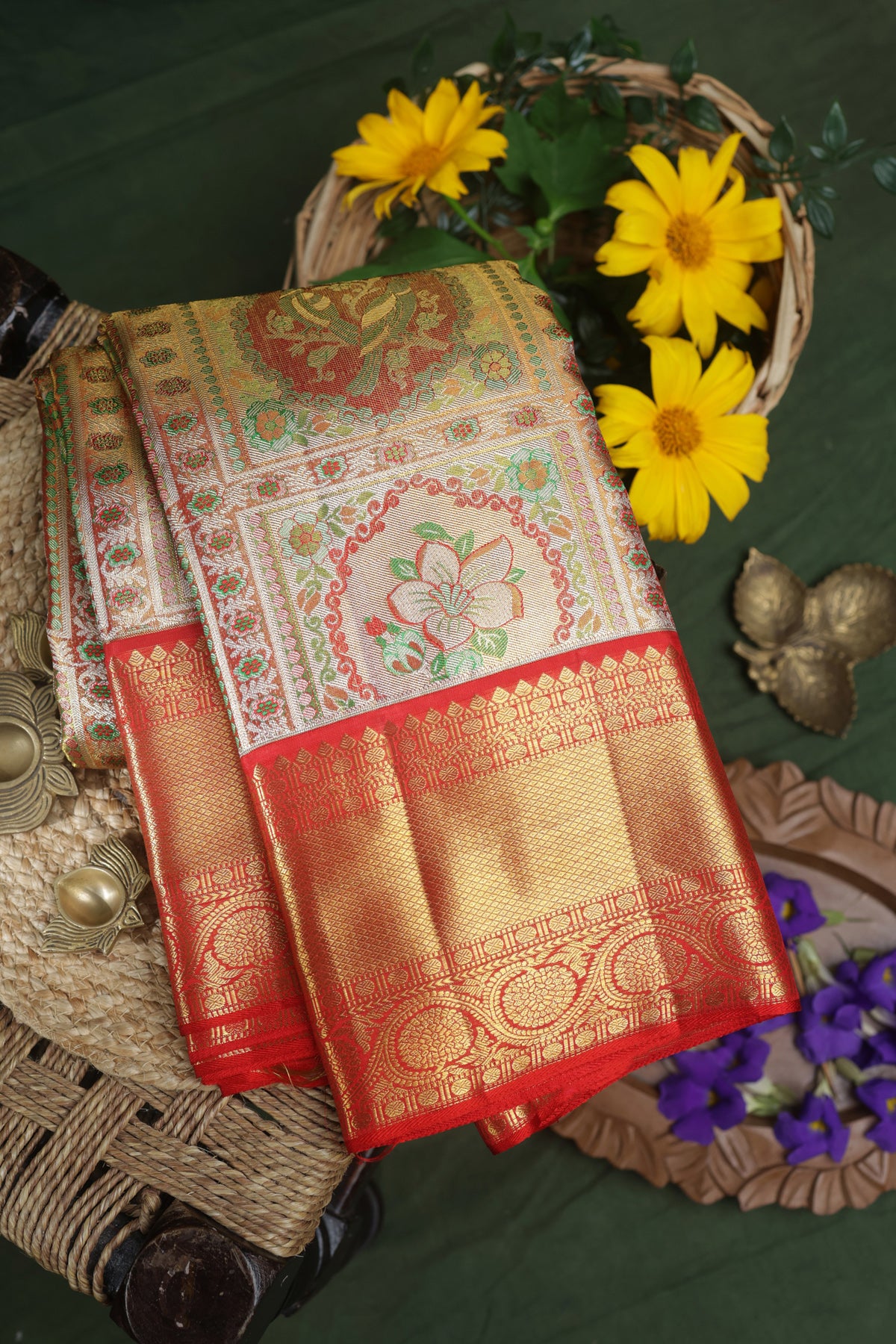 Kancheepuram Silk Tissue Gold Saree