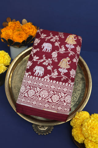 Banarasi Silk Maroon Saree