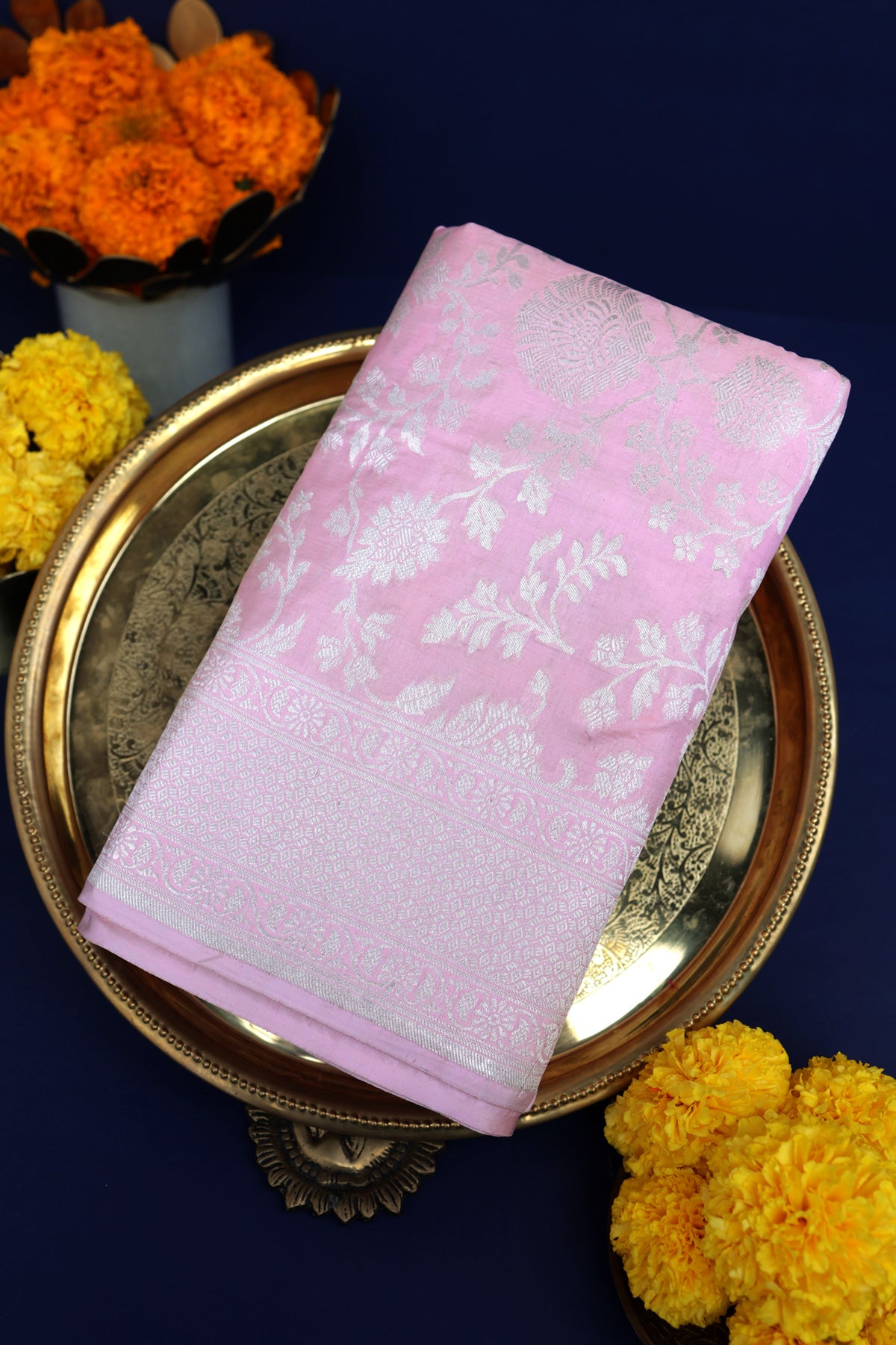 Banarasi Silk Baby Pink Saree