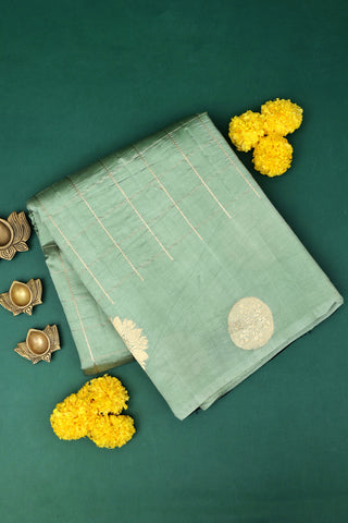 Matka Silk Pista Green Saree