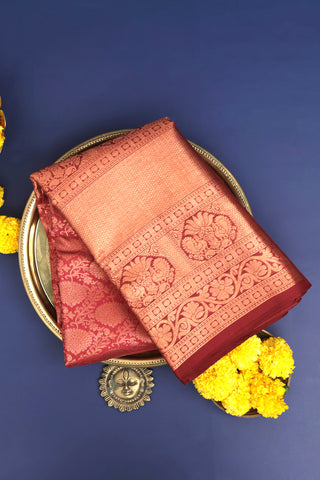 Coimbatore Silk Peach Saree