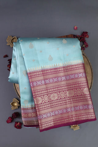 Matka Silk Light Blue Saree