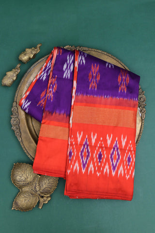 Ikat Silk Violet Saree