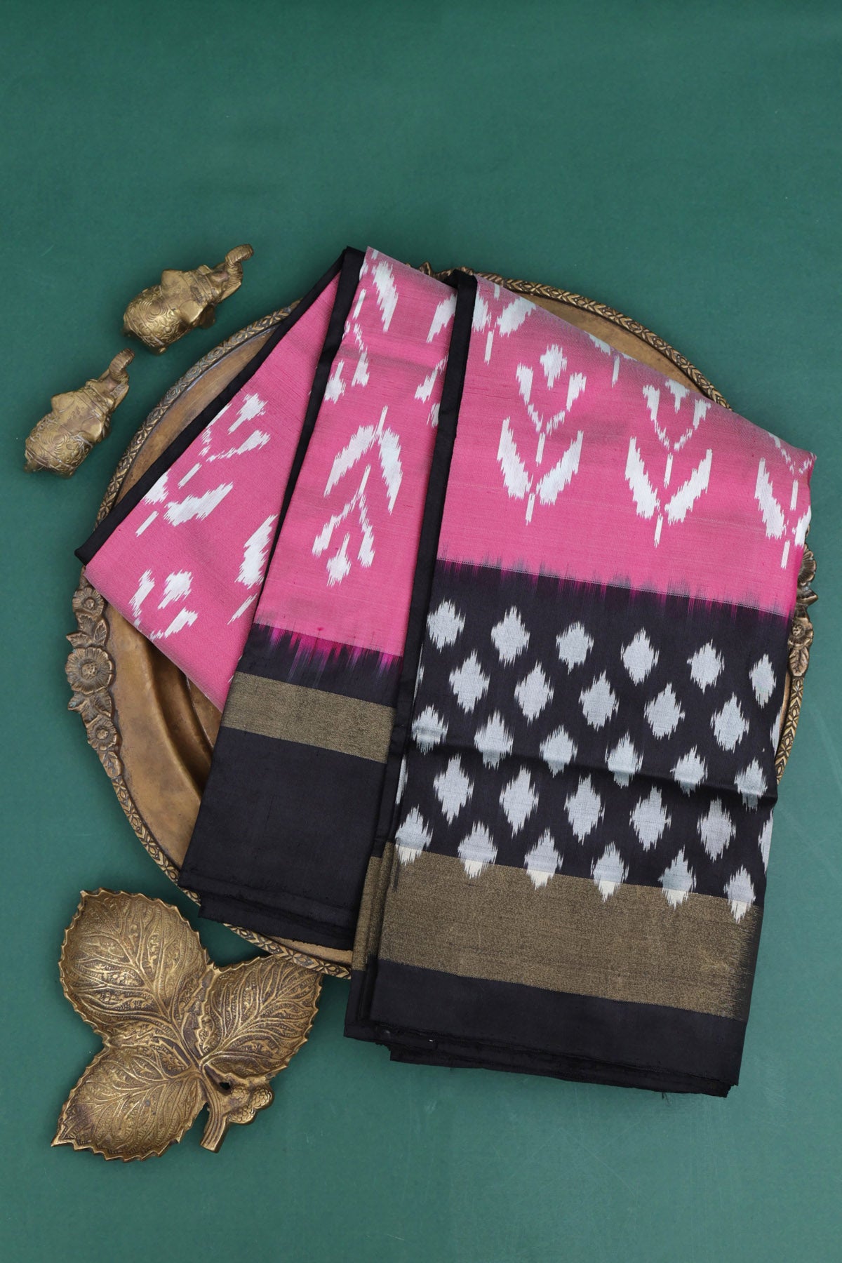 Ikat Silk Pink Saree