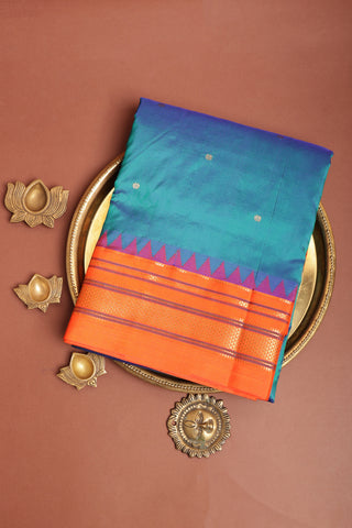 Narayanpet Silk Peacock Blue Saree